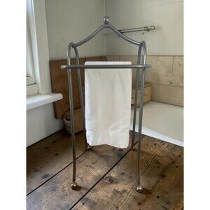 Vintage Style Silver Gray Freestanding 2 Bar Hand Towel Holder Vanity Counter